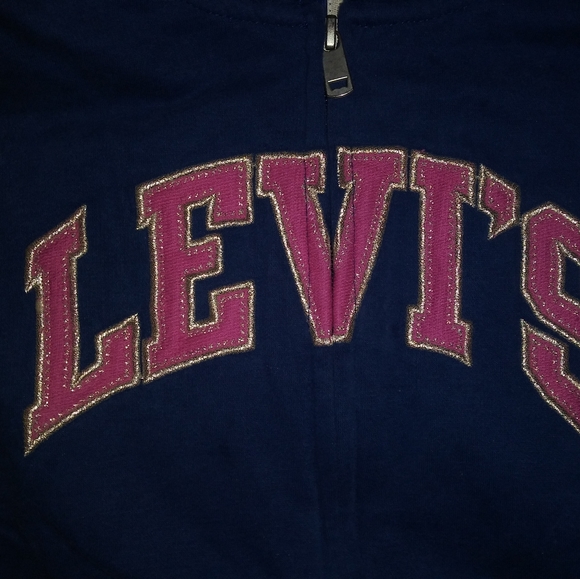 Levi's | Zip Up Hoodie Sweatshirt Navy & Pink Girls Size XL 13-15 Years - Picture 4 of 6